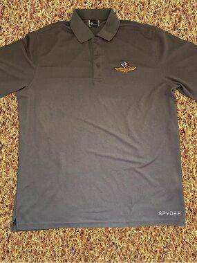 Men’s Spyder grey polo shirt with Indianapolis 500 patch Size XXL #racing